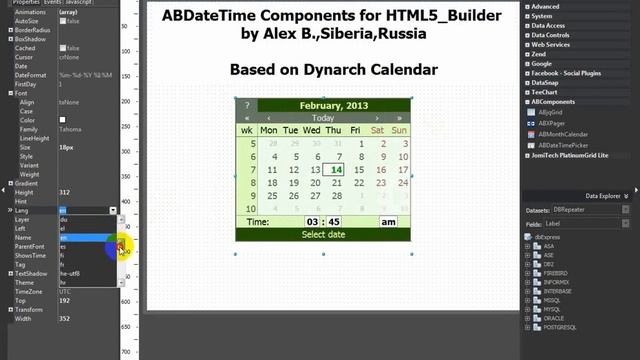 ABMonthCalendar and ABDateTimePicker Components for HTML5 Builder. www.h5b.ru