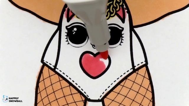 LOL Surprise Dolls Coloring Book Pages Majorette Snow Leopard Daring Diva L.O.L. HAPPILY SNOWBALL