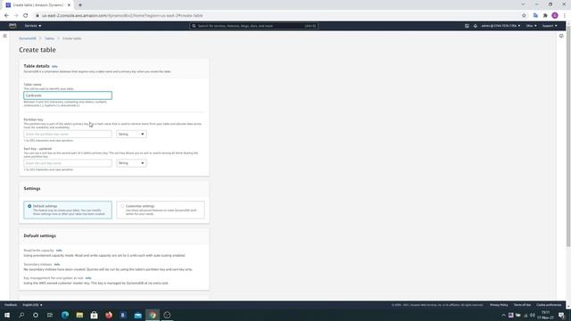 AWS Console ● DynamoDB－Tables ▶ Creating CarBrands DynamoDB Table