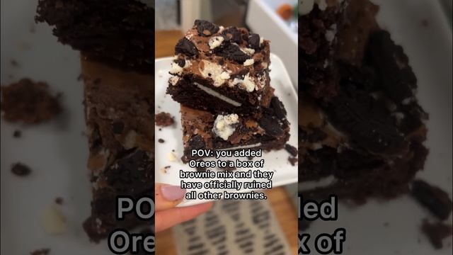 Put 1/2 the mix in a pan, add oreos, add other half, bake as usual!