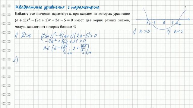 Квадратное уравнение с параметром  Найдите все значения параметра а, при каждом из которых