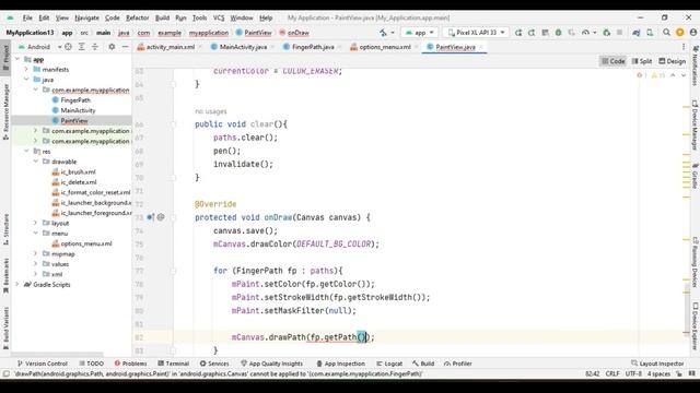 Create Paint Application Drawing Canvas in Android Studio with Java