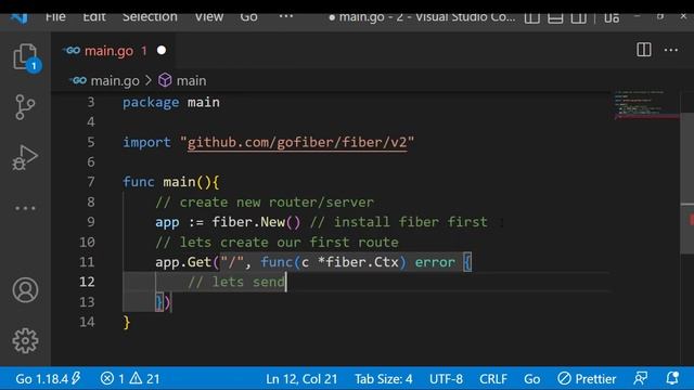 Hello World   Fiber web Framwork golang tutorial # 1