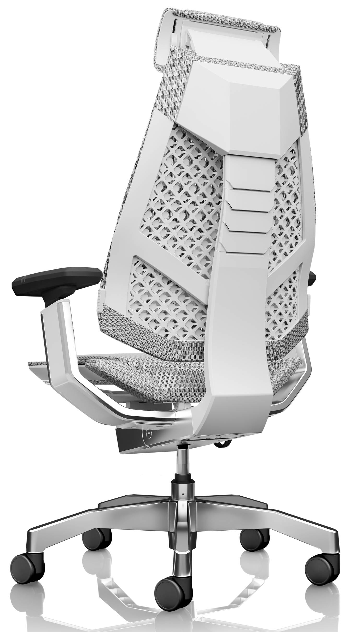 GENIDIA Mesh 5D - белое сетчатое эргономичное кресло для комфортной работы за компьютером.