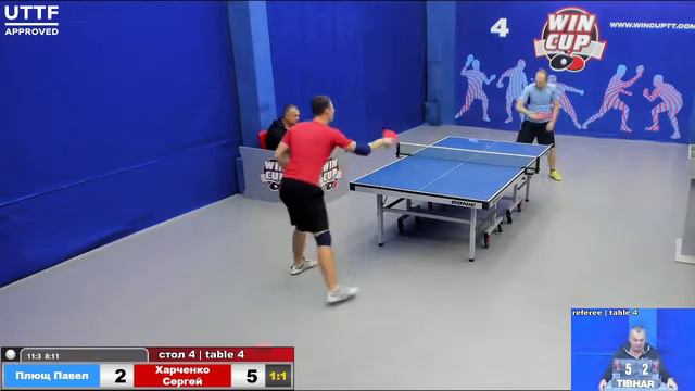 18:00 Плющ Павел 3-1 Харченко Сергей  стол 4 ЮГ 3 04.09.21