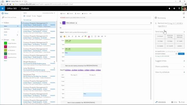 Boomerang Outlook add-in demonstration