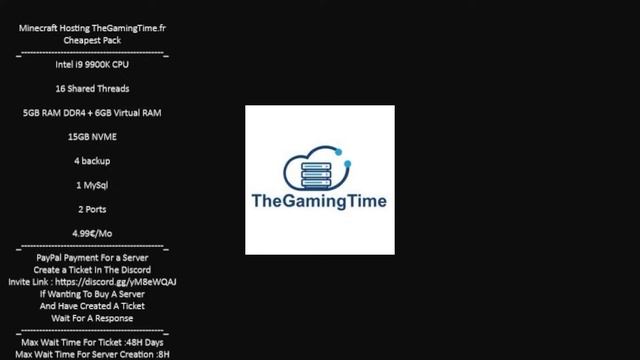 TheGamingTime Minecraft Server Hosting Cheap
