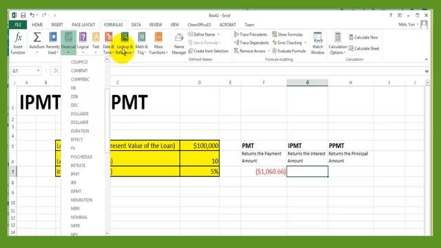 Excel 2013 PMT IPMT PPMT