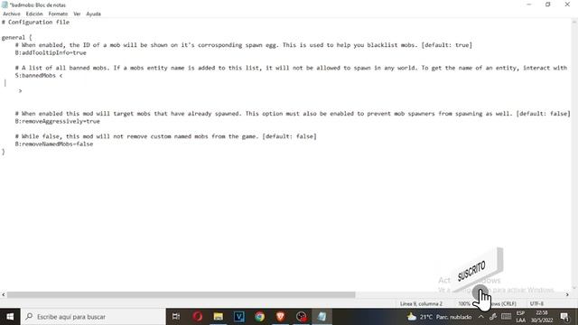 Config del mod  Bad mobs  / Minecraft