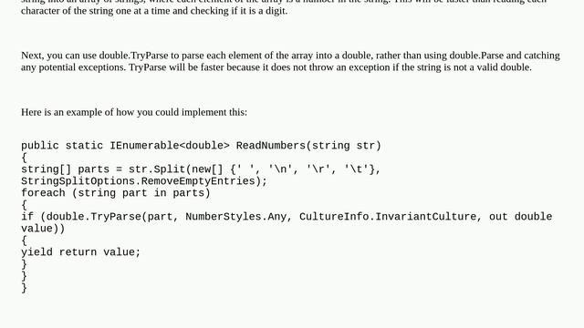 Convert string to number array c#