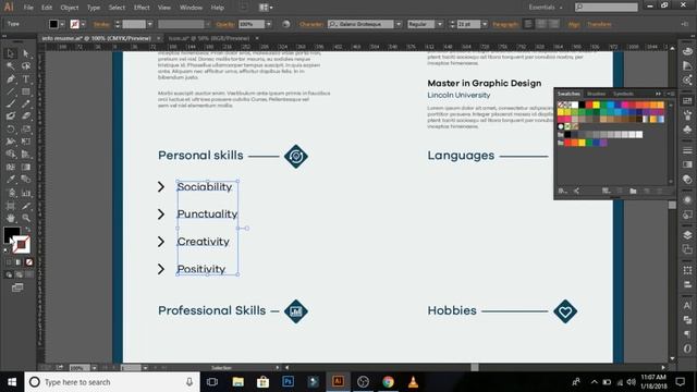 Creative CV/Resume Design in Adobe Illustrator CC
