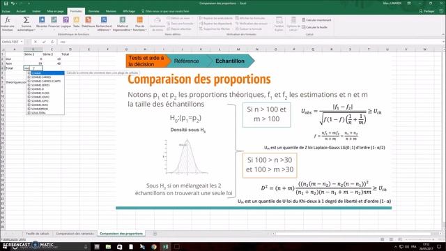 Excel : Faire un test de comparaison des proportions
