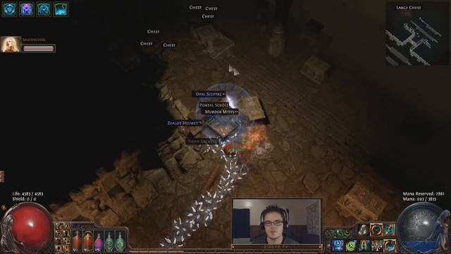 Path of Exile: Vaults of Atziri, Lvl 68 Unique Vaal Pyramid Map - Opening Chests with MartinCreek