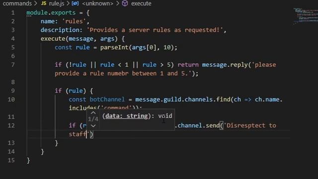 HOW TO MAKE A DISCORD BOT || PART 15 RULE COMMAND