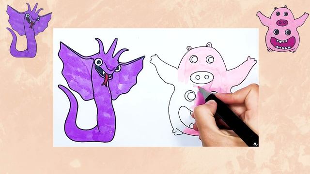 Раскраска Тихий Стив и Пигстер Garten Of Banban | Silent Steve, Pigster Garten Of Banban Coloring