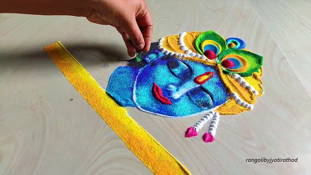 #1318 Janamashtmi peacock rangoli   satisfying video   sand art