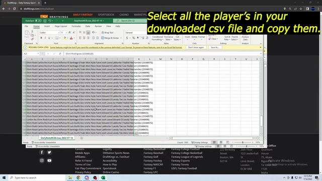 How to Mass Enter Custom Lineups Easily! Optimizer+DK+Excel csv