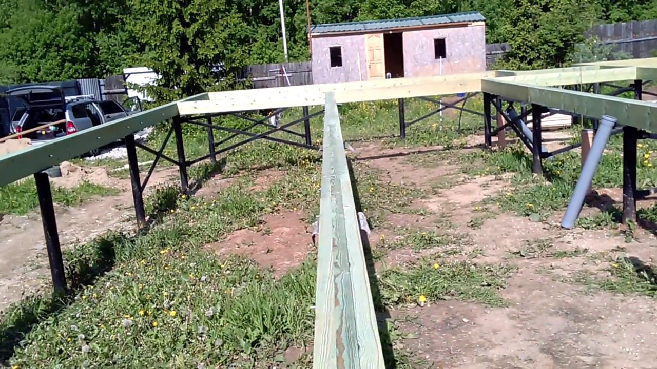 Обвязка свайного фундамента под каркасный дом.