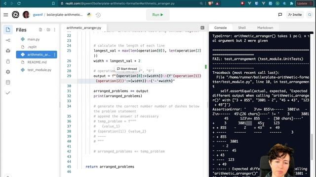 freeCodeCamp Python Project: Arithmetic Formatter