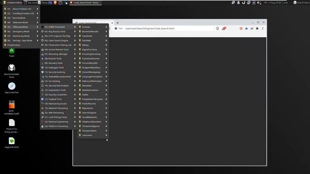 Full OSINT framwork in the predator-os linux