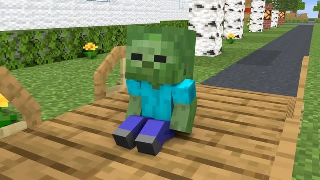 Monster School : Baby Zombie - The Baby Picks Up The Cans - Minecraft Animation