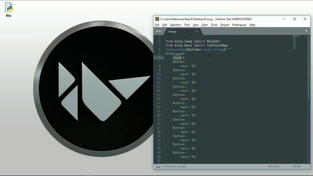 إنشاء GridLayout مع بايثون لتطبقات الهاتف