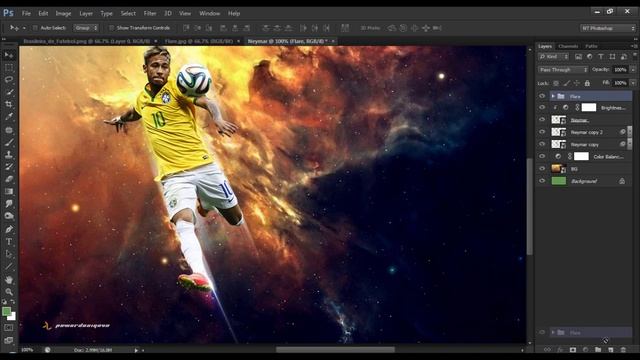 Photoshop Graphic Design - How to design a football wallpaper - Neymar Wallpaper