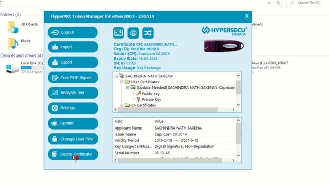 Delete ✂ expired or old certificate from ePass2003auto Token - Apicountry