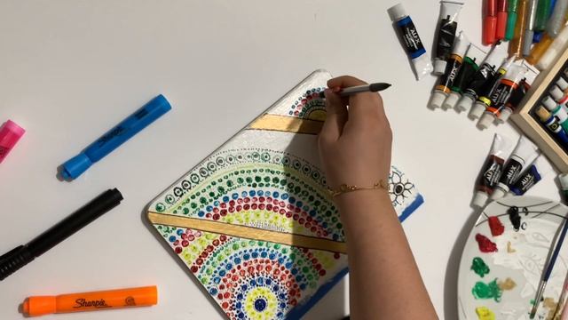 Easy Dot Art Painting on Notebook for beginners like me! Using pen decorate your school materials