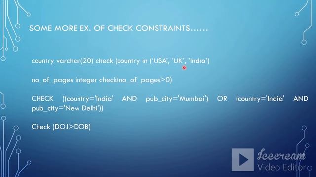 Creating table with constraints in DBMS Lecture19