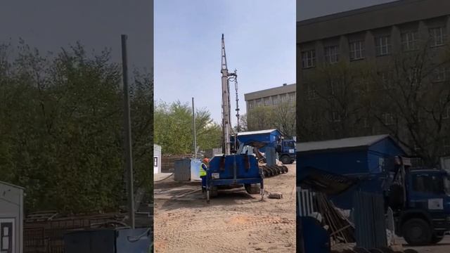 Строительство в Москве. Откачка грунтовых вод глубинными скважинами. Водопонижение на объекте