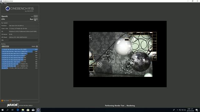 Huananzhi X99 + Intel Xeon E5-2678v3 // Cinebench R15