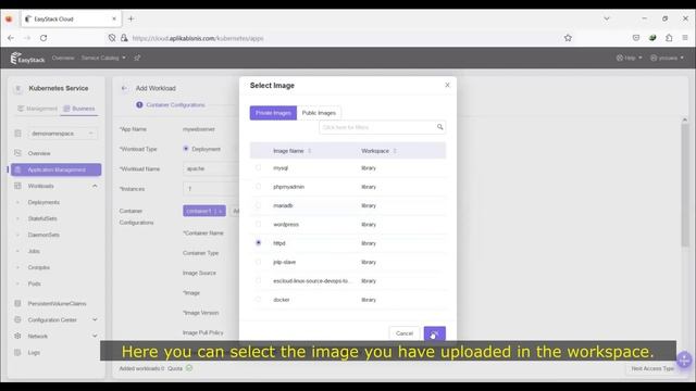 Deploying an App with EasyStack Kubernetes Service and Container Application Center