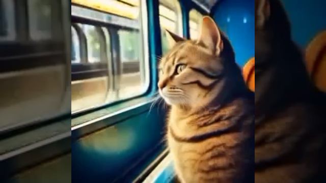 котик в вагоне метро #кот #анимация #красота #графика #ии #топ