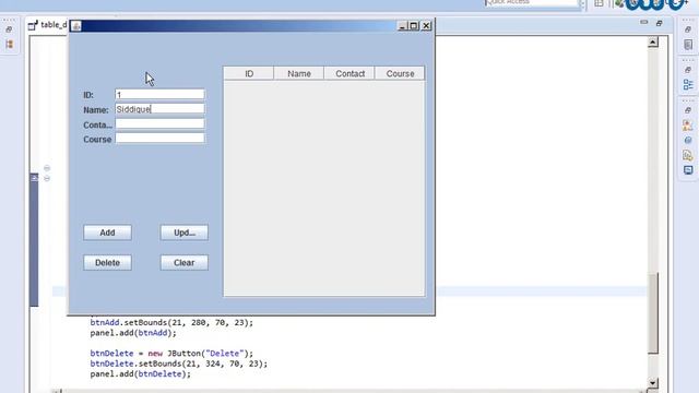 How to ADD , UPDATE , DELETE Data in JTable in JAVA Using Eclipse.
