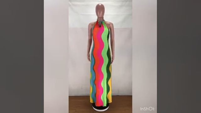 2021 летнее женское платье европейская и американская женская мода сексуальное полосатое радужное