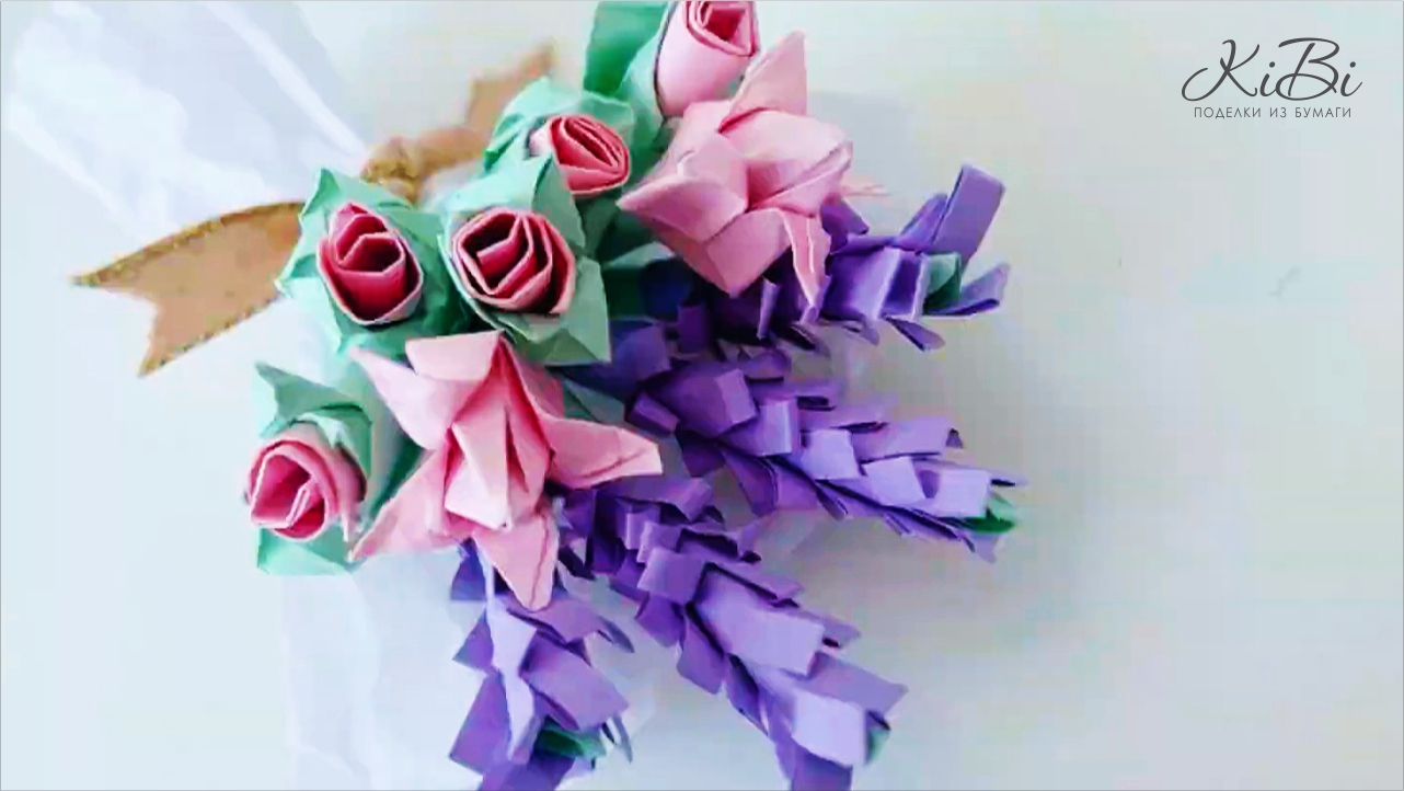 Весенний Мини Букет из бумаги на 8 марта | Оригами Цветы своими руками | DIY
