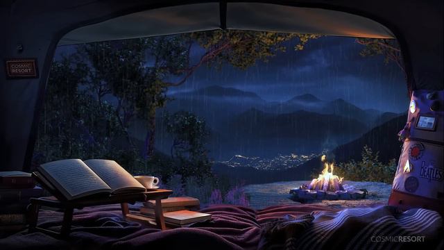 Cozy Tent Camping Ambience at Night   Rain and Fire Sounds for Studying, Sleeping and Relaxing