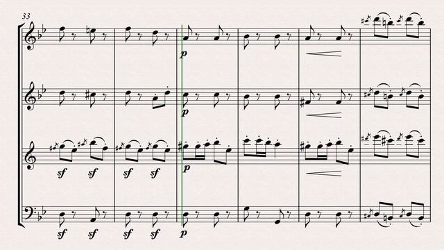 "Turkish March" by Beethoven (sheet music) arranged for Wind Quartet by Grant Horsley