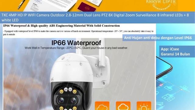 TKC dual lens zoom #CCTV IP Kamera Wifi tanpa internet. "BISA!!!"# AI Support NVR Hikvision Dahua
