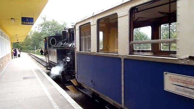 Mini footage - Vintage steam locomotive at station of Childrens Railways Budapest Hungary