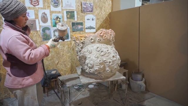 цветочник  в  виде  Ракушки. из  цемента,  для  дачи.  покраска.  школа  Колесниковой   Елены.