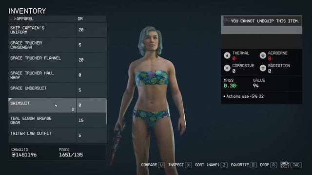 Starfield Useful Console Commands Swimsuit Item ID 2FA4 Dressing Up Wife Sarah Morgan Paradiso