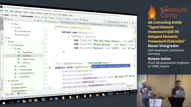 QA Livecoding Battle “JDI VS Selenide” (Alexei Vinogradov, Germany and Roman Iovlev, Russia)