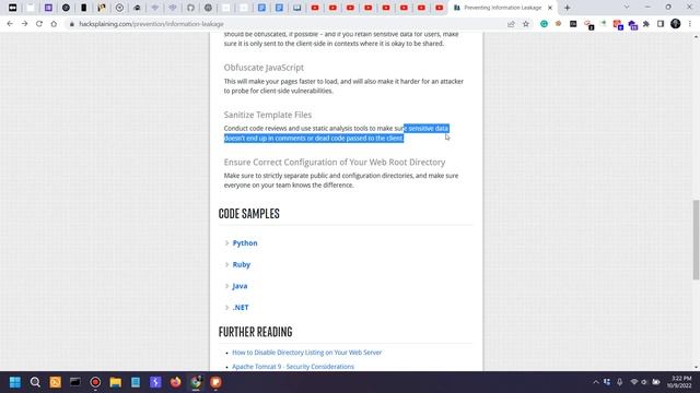Practical Web Application Security - Part 27 - Information Leakage Defenses [Hacksplaining]