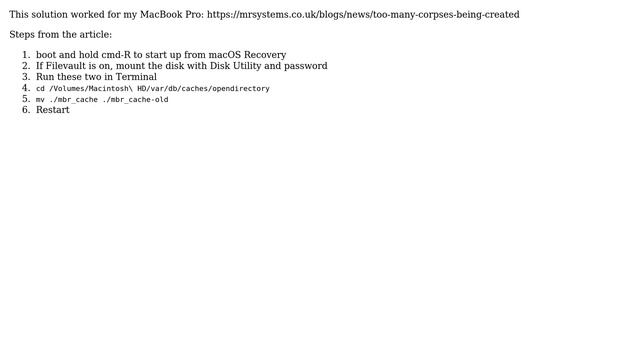 Apple: Opendirectoryd too many corpses being created (3 Solutions!!)