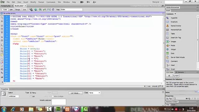 Belajar WEB Programing PHP,MySql dan XAMPP - 17 Membuat Bulan dengan Foreach