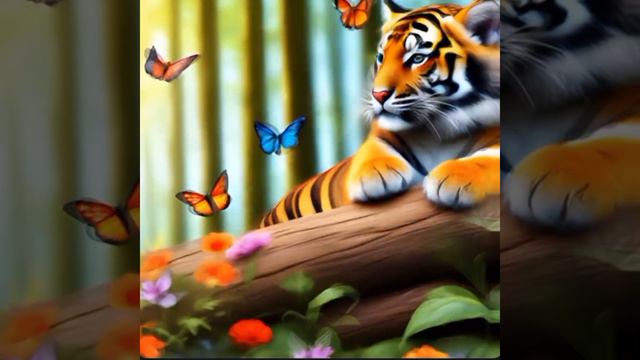 🐯 🦋 Тигры_Бабочки_Футаж_Мульт