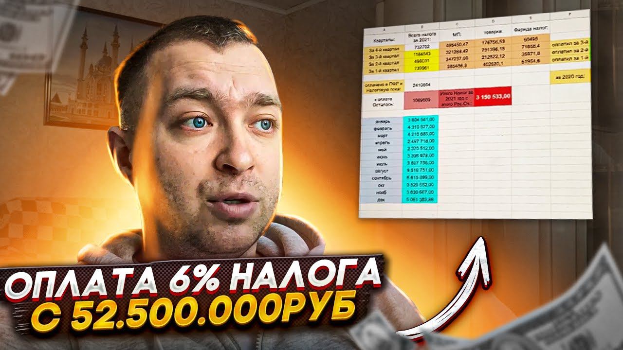 Оплата 6% Налога с 52.500.000руб/ Итоги 2021 года Подводим по работе..