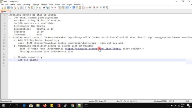 Instalasi Docker di atas sistem operasi  Ubuntu 19